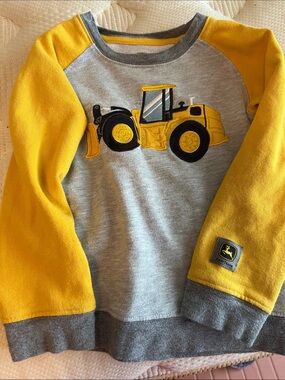 John Deere Yellow & Gray Raglan Tractor Pullover